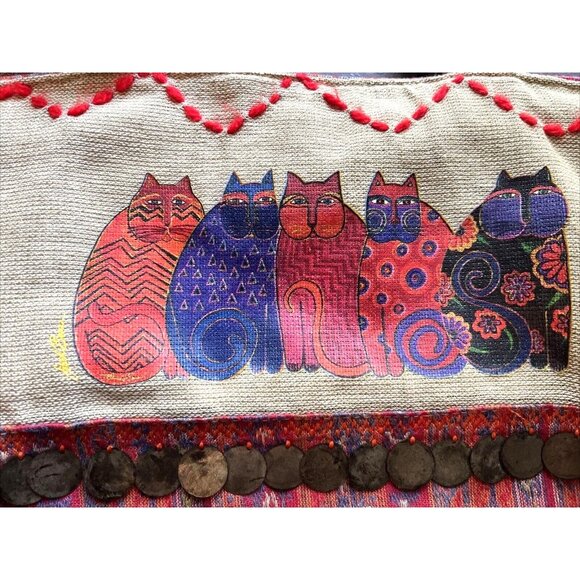 Laurel Burch Cotton Cat Purse Sun N' Sand Spirit Cats - Picture 3 of 13